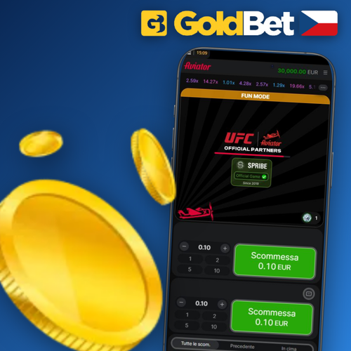 Rudé letadlo stoupá po grafu násobiče v Aviator crash hře Goldbet Casino
