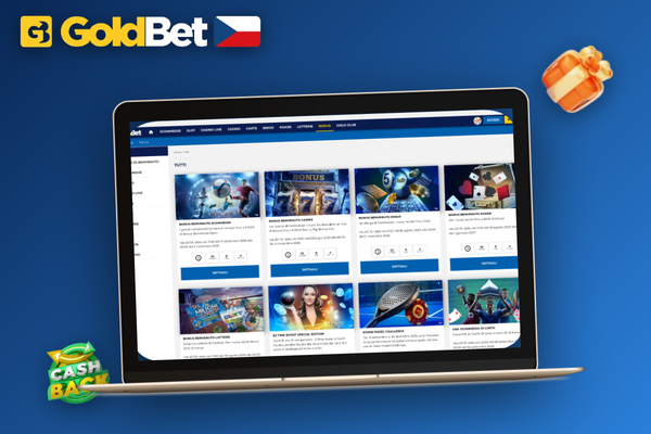 Herní účet Goldbet Casino zobrazující oddělený bonusový a reálný zůstatek na notebooku
