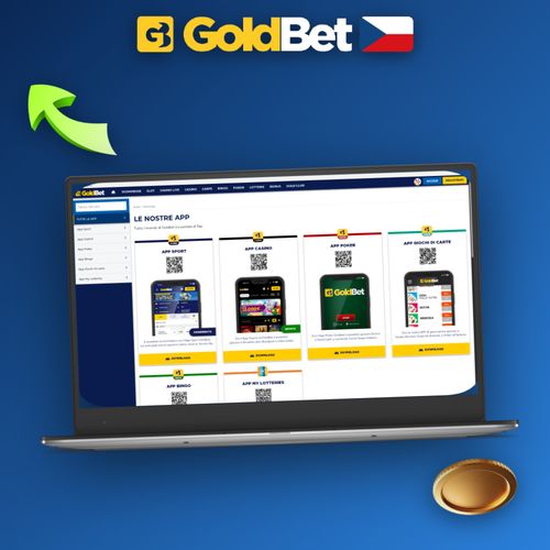 Goldbet Casino pro PC zobrazené na monitoru s herním lobby a zlatými akcenty