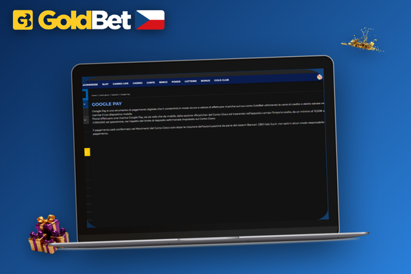 Formulář pokladny Goldbet Casino s výběrem metody a promo kódem pro první vklad